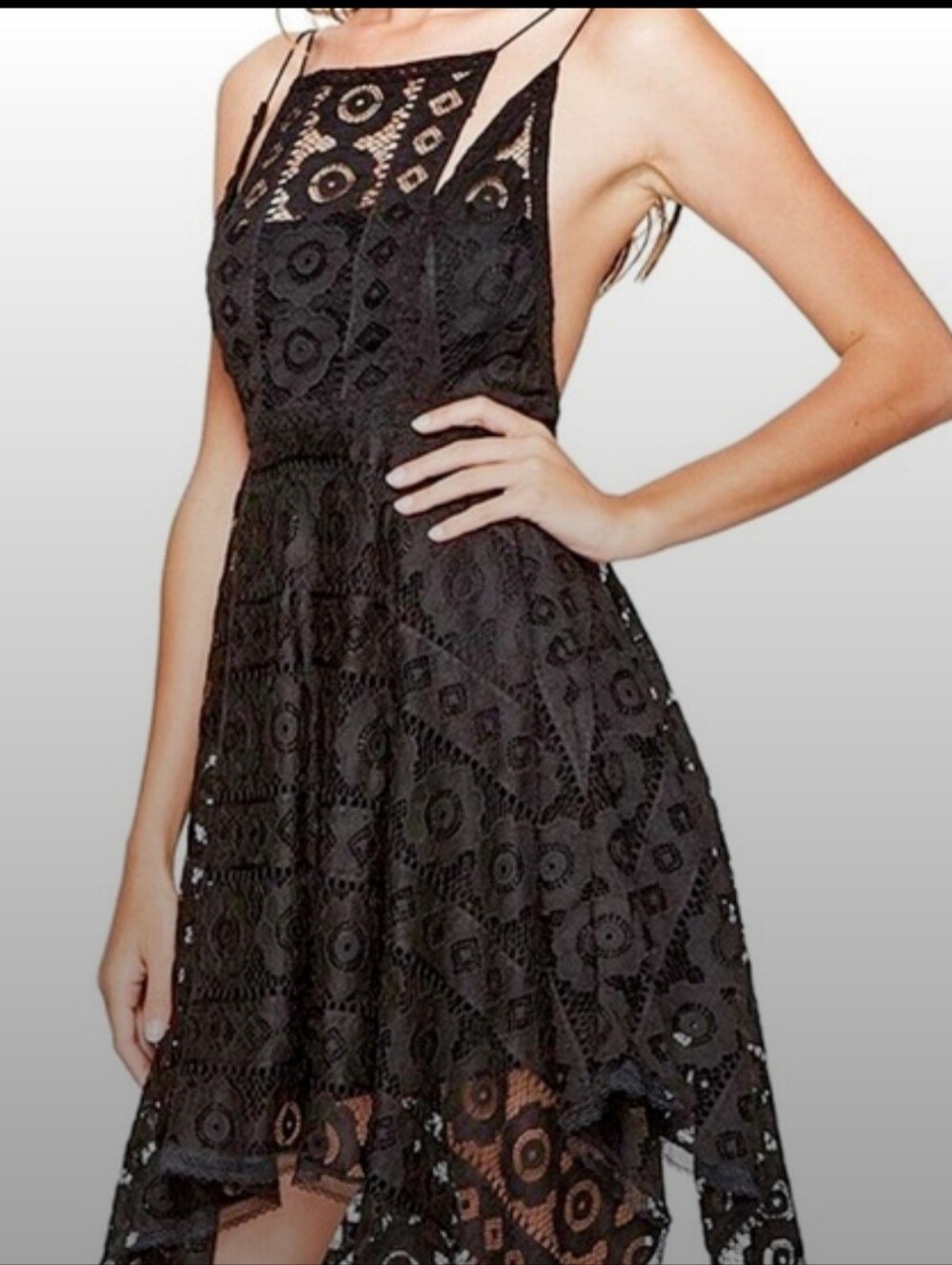 Free People Black Lace Mini Dress